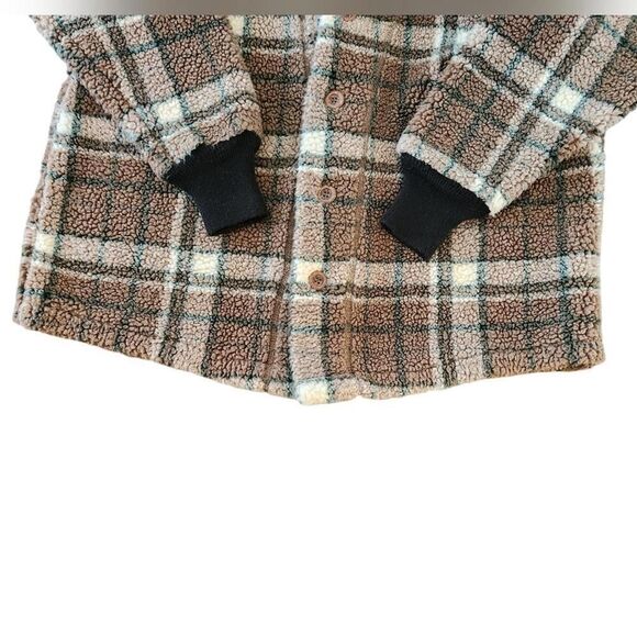 Cozy Plaid Teddy Jacket Brown Shearling Shacket – Size Small - Picture 5 of 9